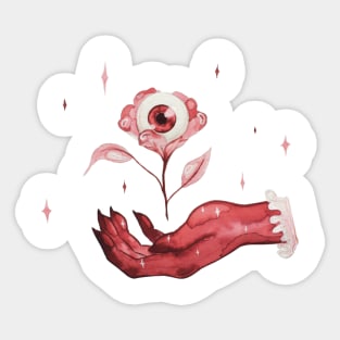 Spooky cute eyeball rose Sticker